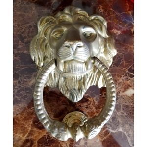 Vintage Solid Brass Lion Head Door Knocker